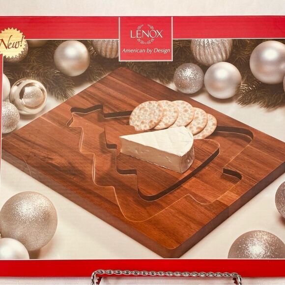 WOOD BOARD TREE CHEESE AND CRACKER BOARD BY LENOX 14” NIB - Picture 2 of 4